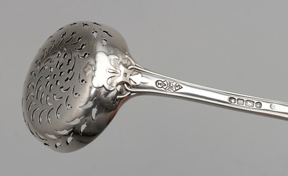 Rare Straight Tudor Pattern Silver Sifter Ladle - George Adams, Chawner & Co.